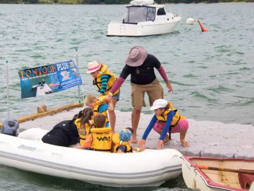 Aquatic watersports and events on plastic pontoons